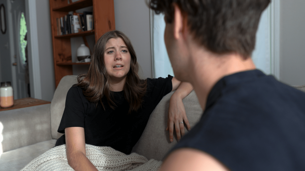 A couple having a serious talk