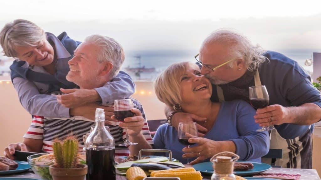 Senior couples on vacation together