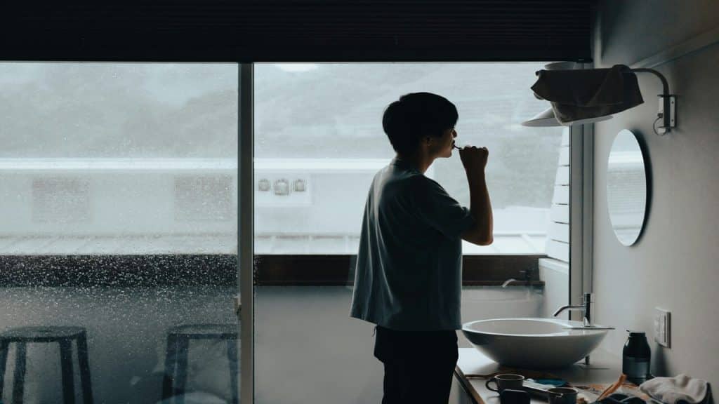 A man brushing his teeth