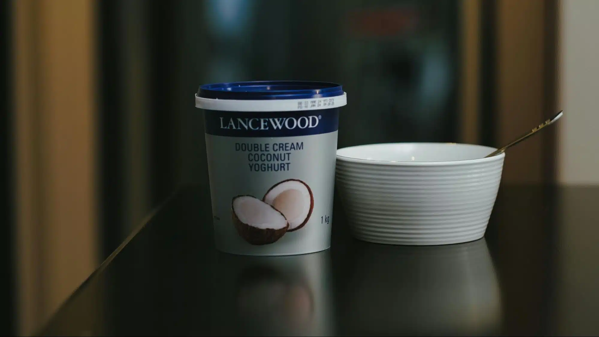 A picture of flavored yogurt.