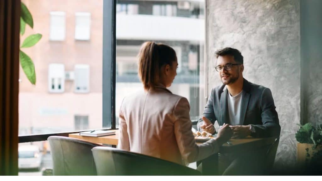 Man making confident eye contact as a subtle way of flirting