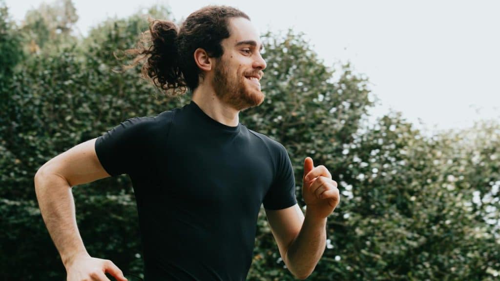 A man jogging outdoors.