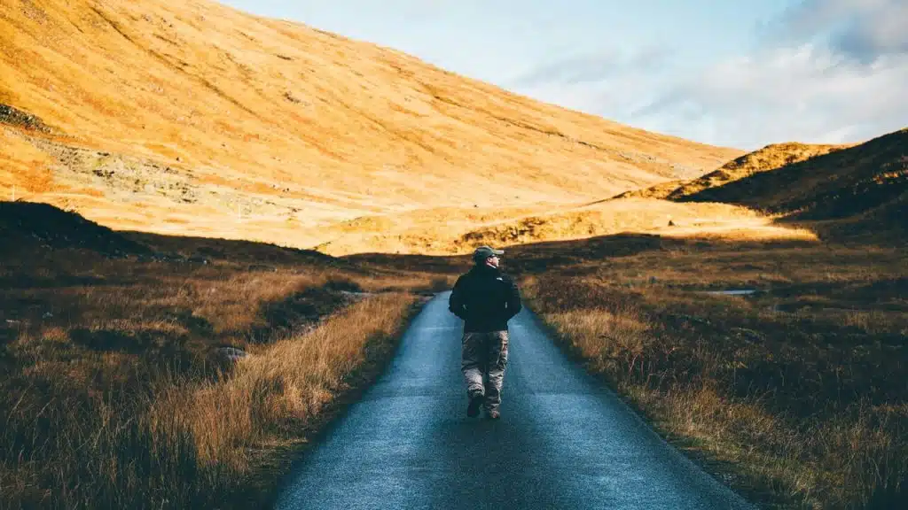 A man walking away