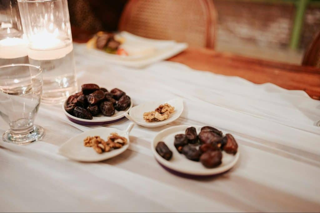 A picture of dates and almonds.