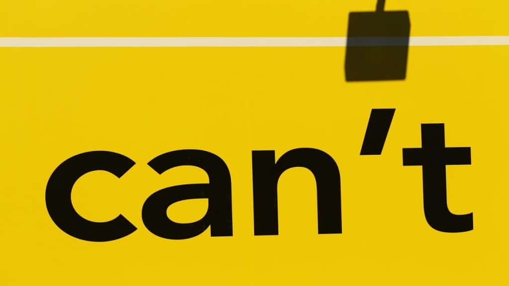The word “can’t” on a yellow background
