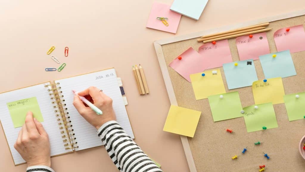 A woman planning her work schedule