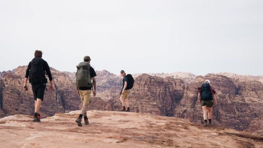Group of men hiking