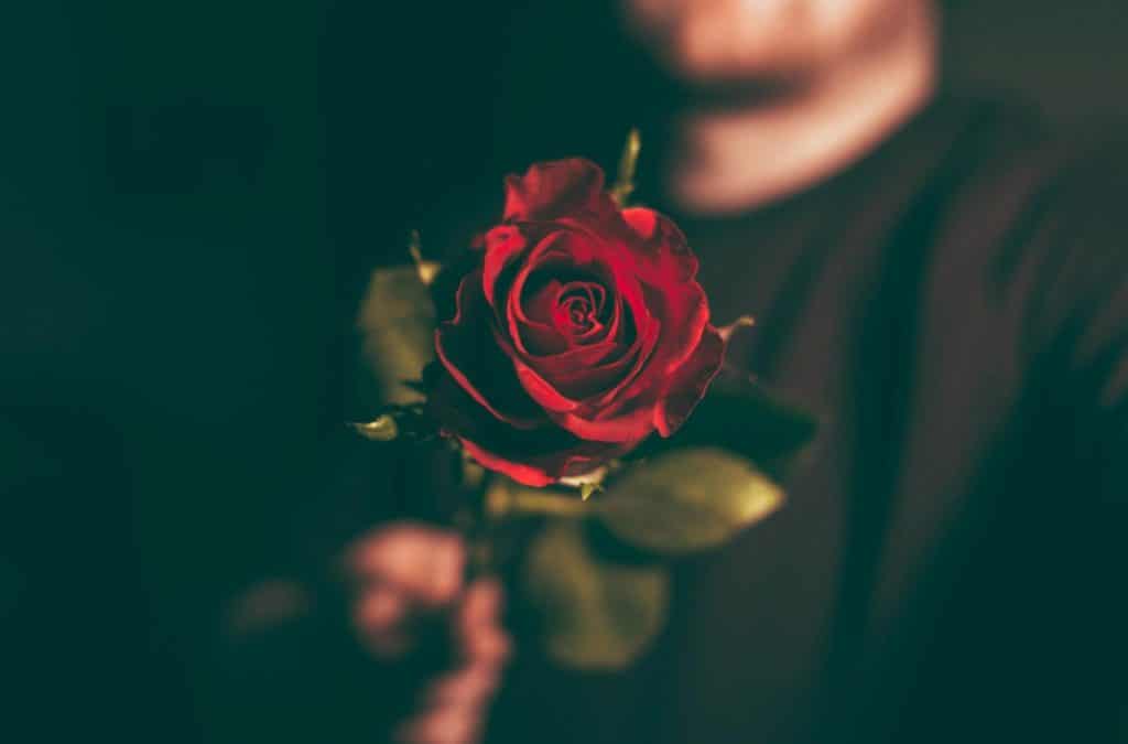  A man holding a rose