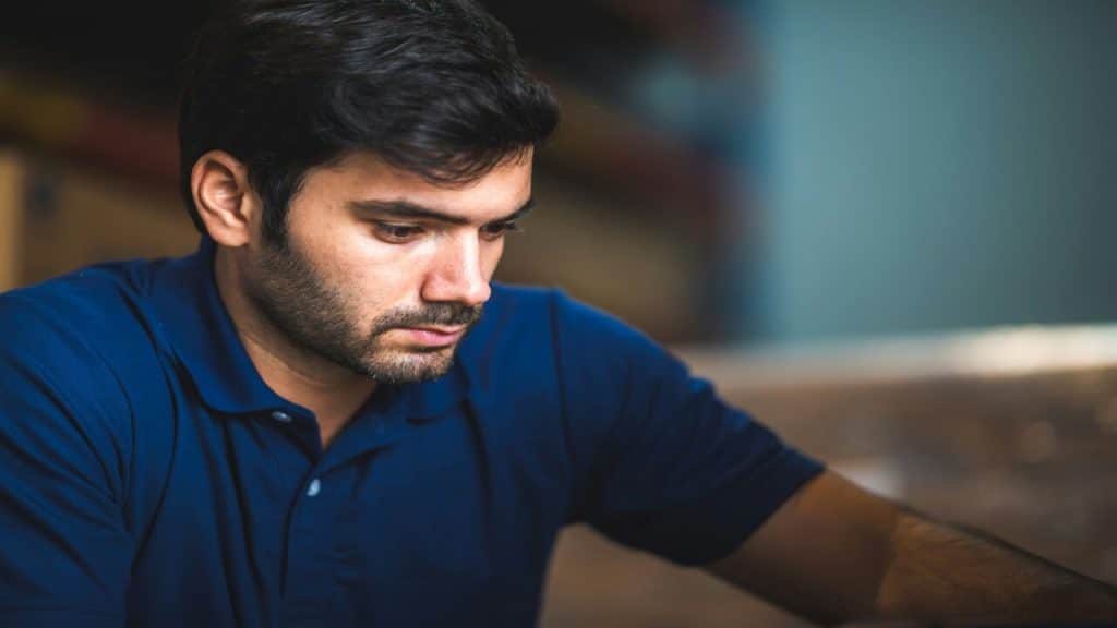 A man looking serious at work