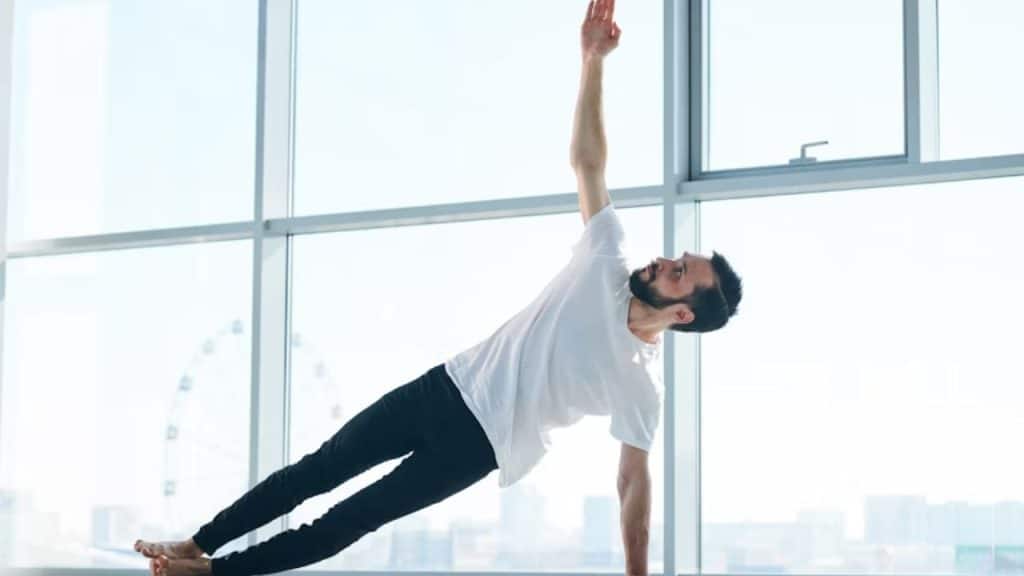 Man energizing himself naturally during an afternoon lull.