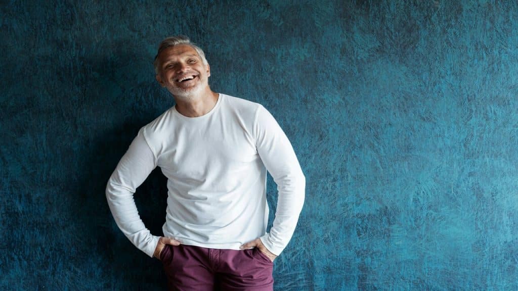 A handsome mature man smiling