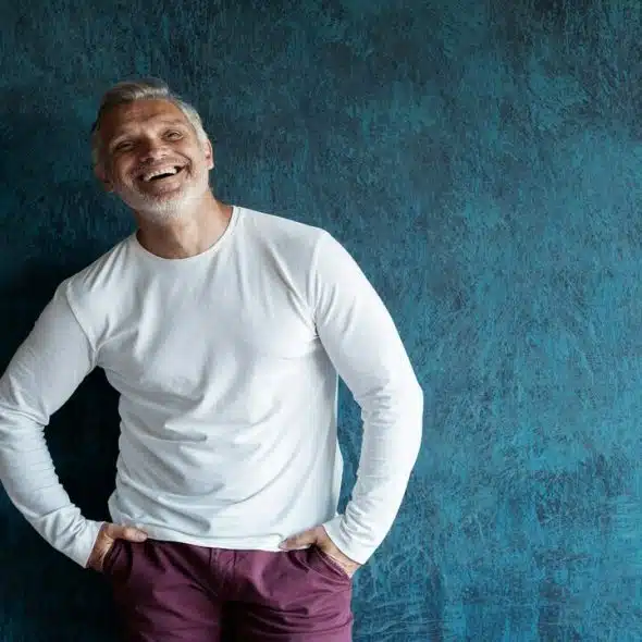 A handsome mature man smiling