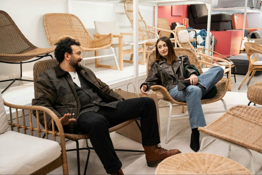 A man and woman sitting