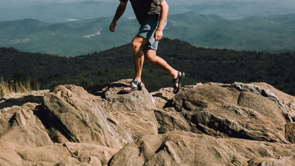 A man going on a light hike