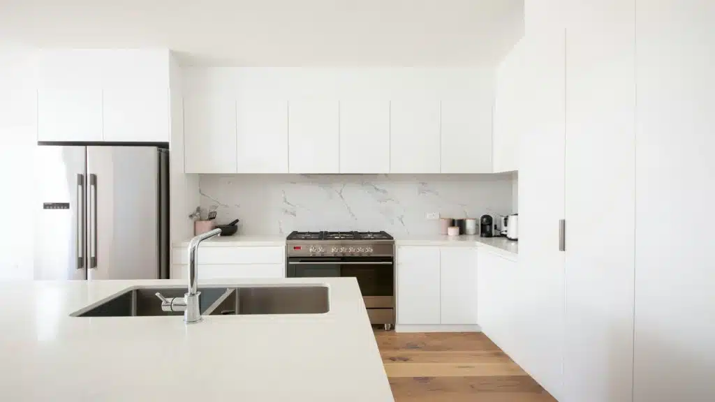 A pristine white kitchen