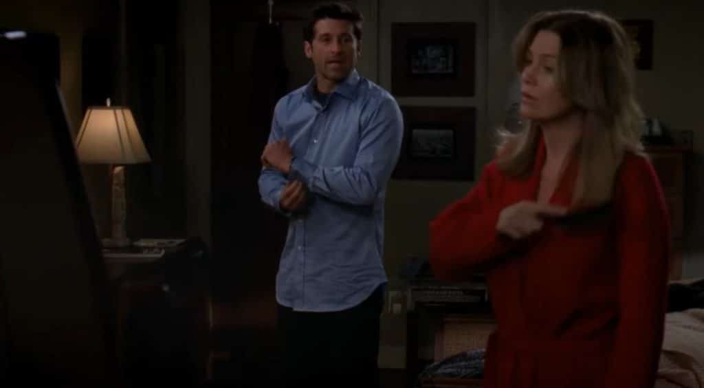 A picture of Derek and Meredith arguing