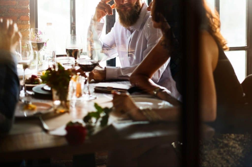 A man and woman having a lunch together