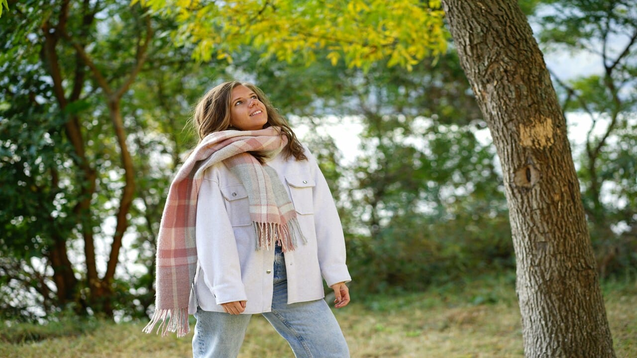 A woman wearing a scarf.