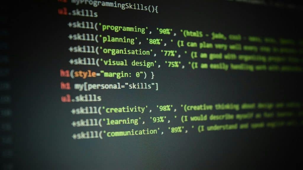 A close-up shot of a screen showing codes