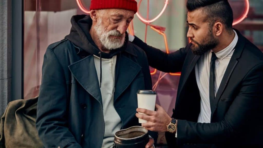 A man helping a stranger showing kindness through thoughtful gestures