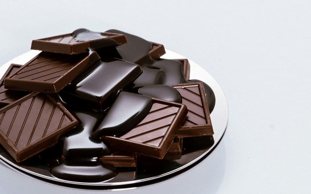 A picture of dark chocolate.