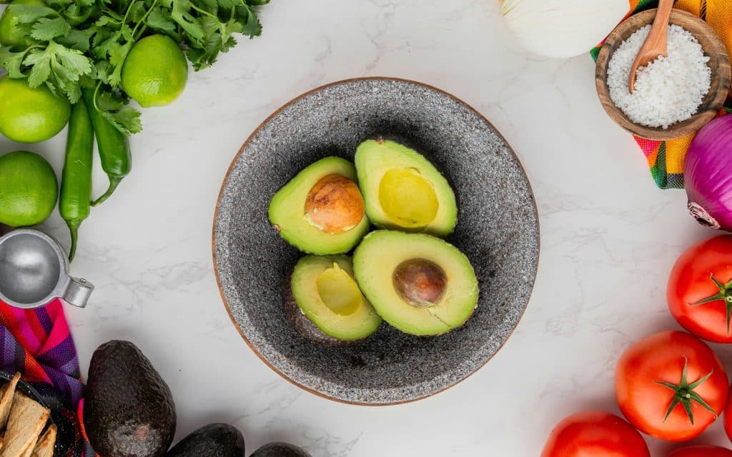Sliced avocados.