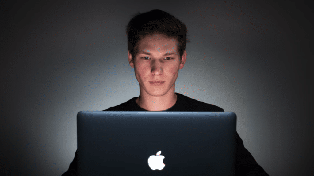 A man using his laptop