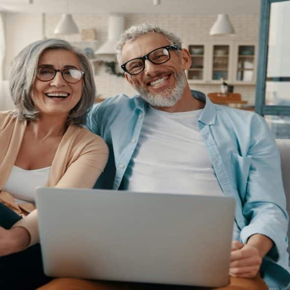 A mature couple spending time at home