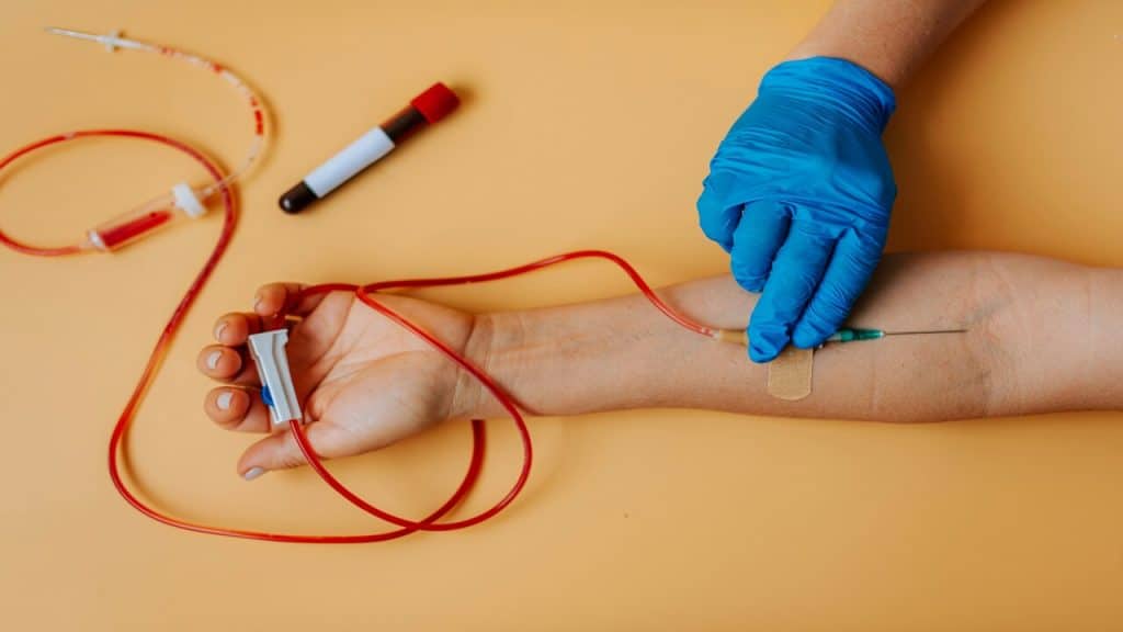 A man getting his blood drawn.