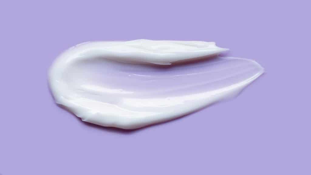 A swatch of moisturizer on a surface.