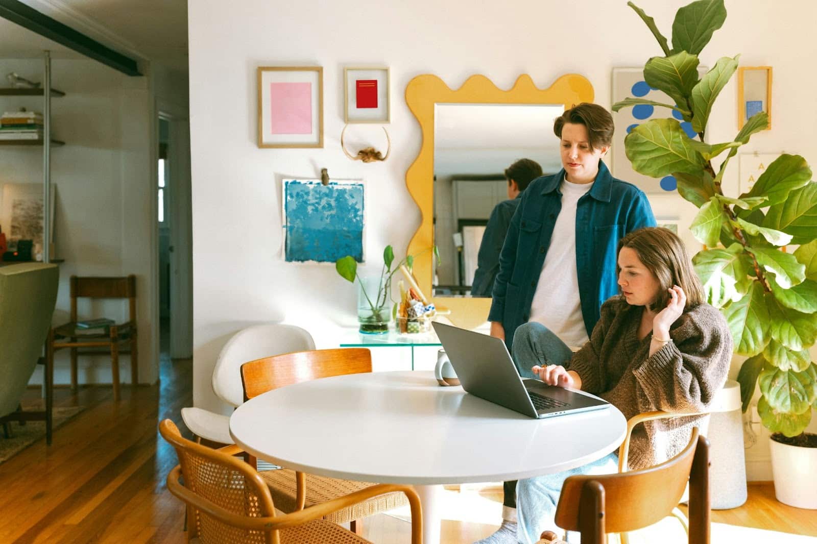 A woman busy with her laptop.