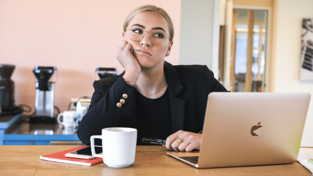 A woman looking bored