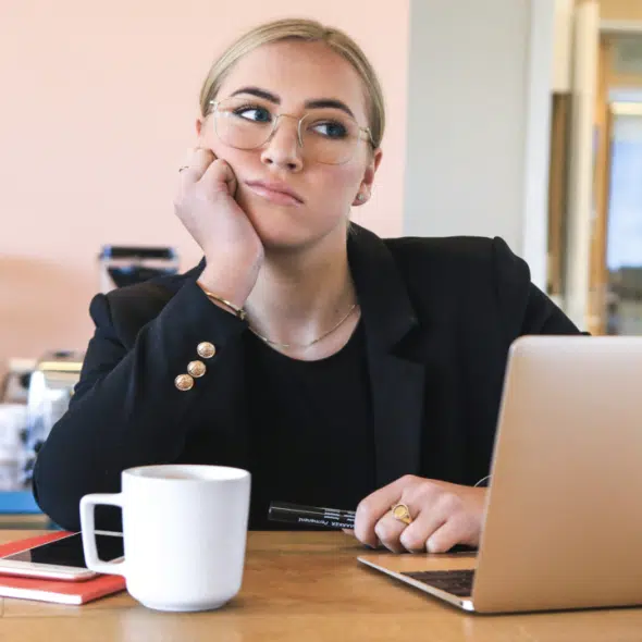 A woman looking bored