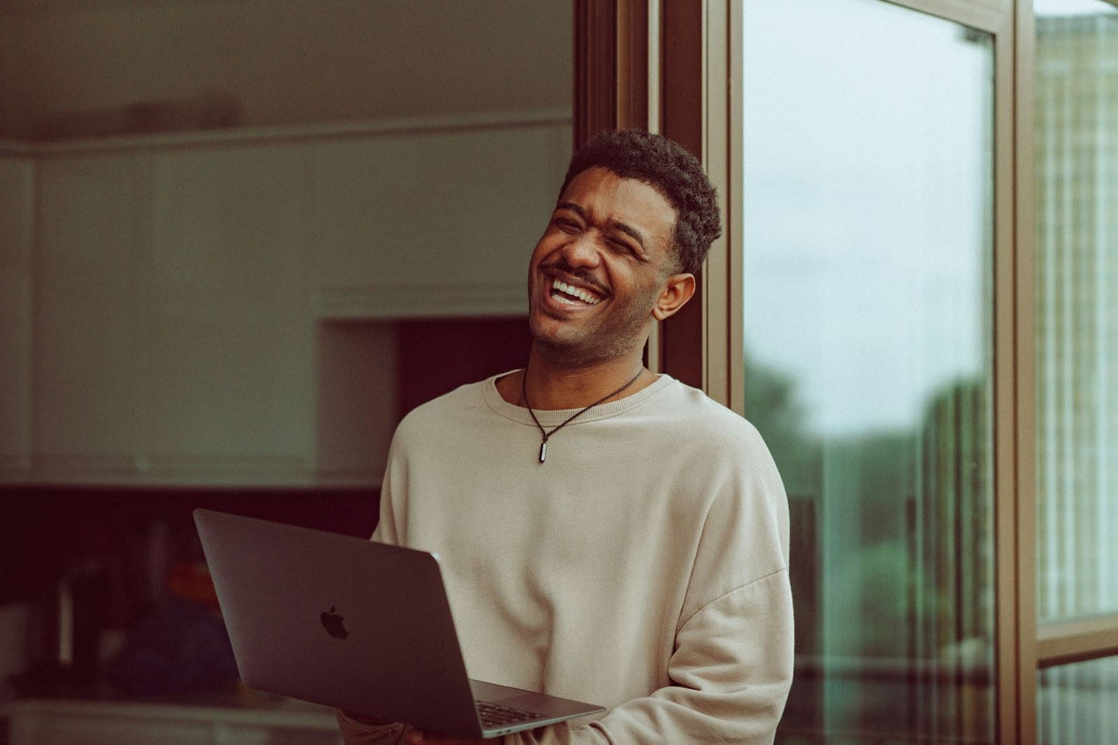 A man being happy.
