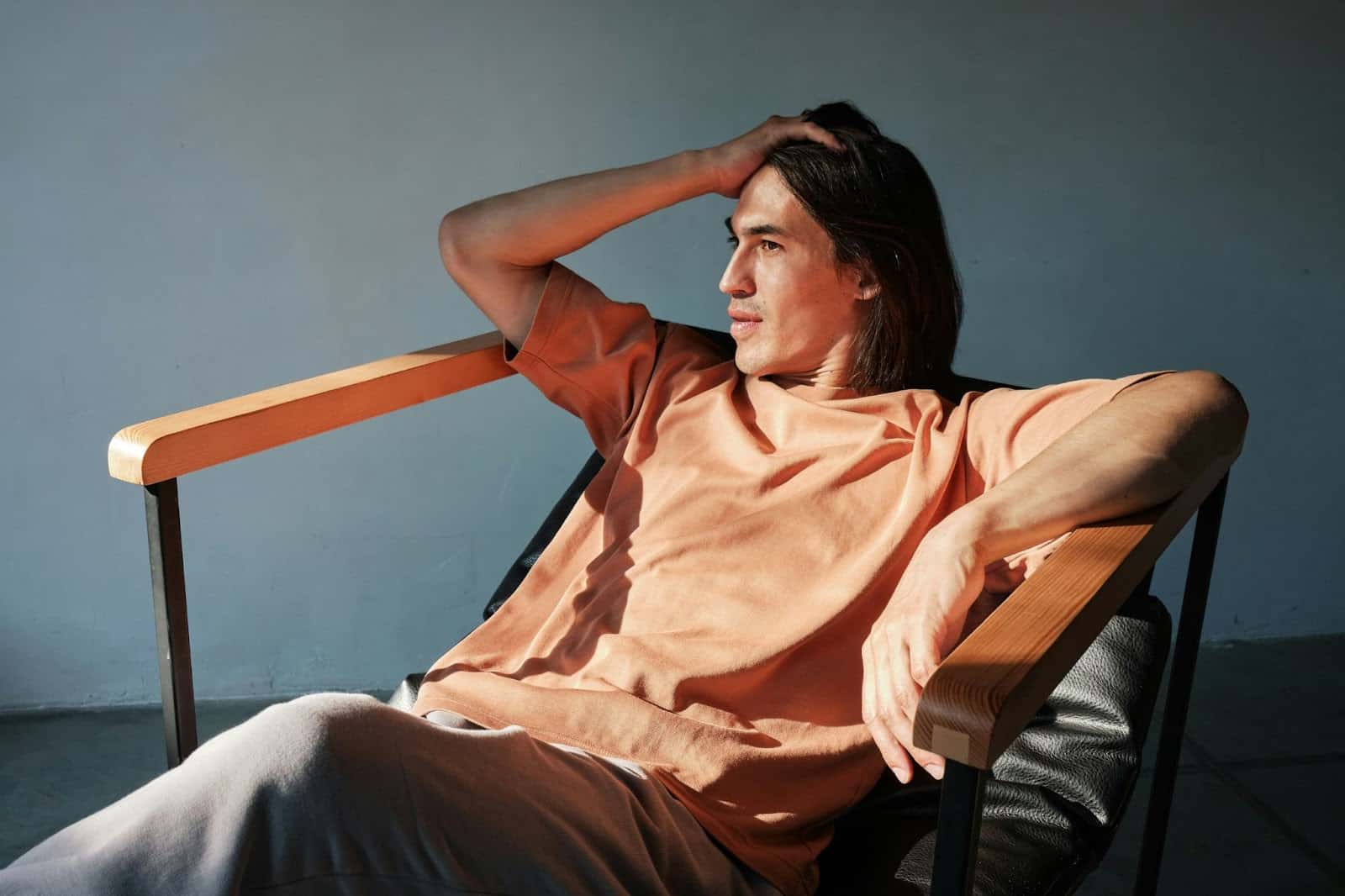 A man sitting on a chair.