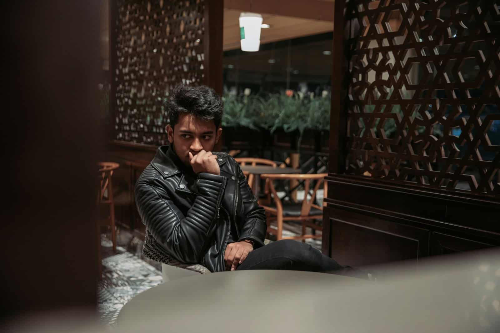 A man sitting alone.