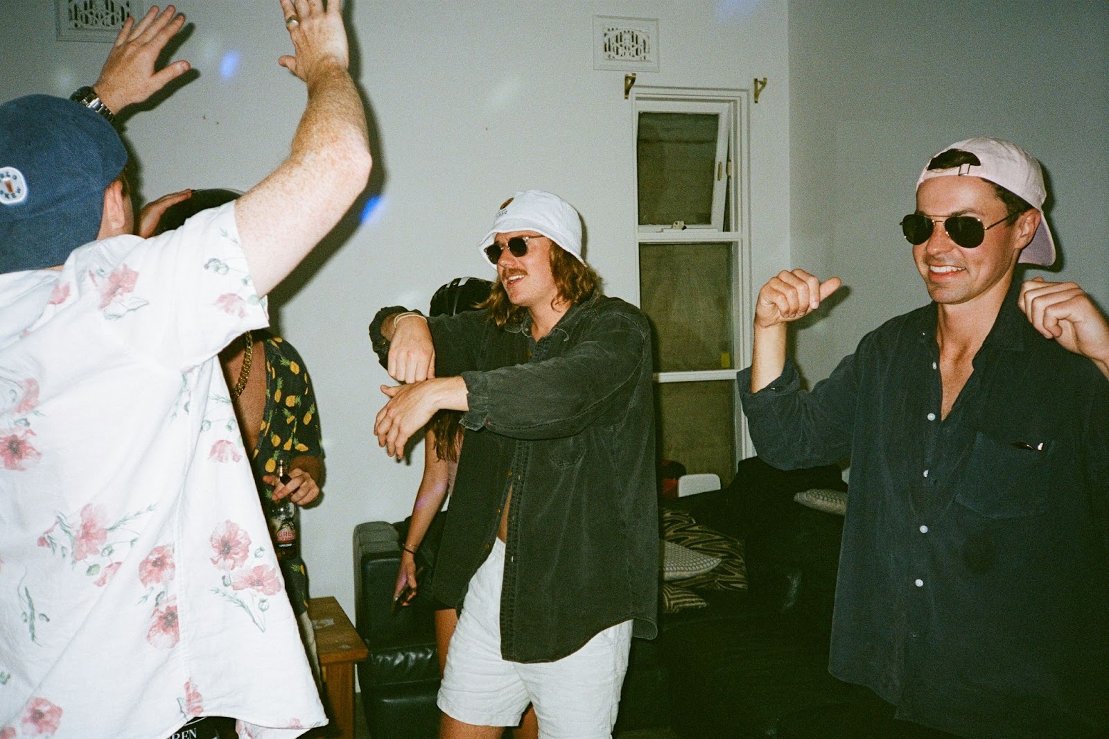 A man having a good time with friends.