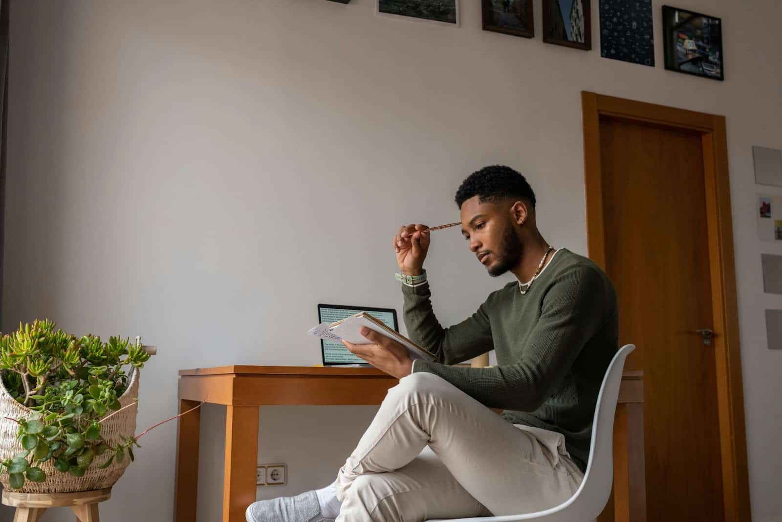 A man learning a new skill.