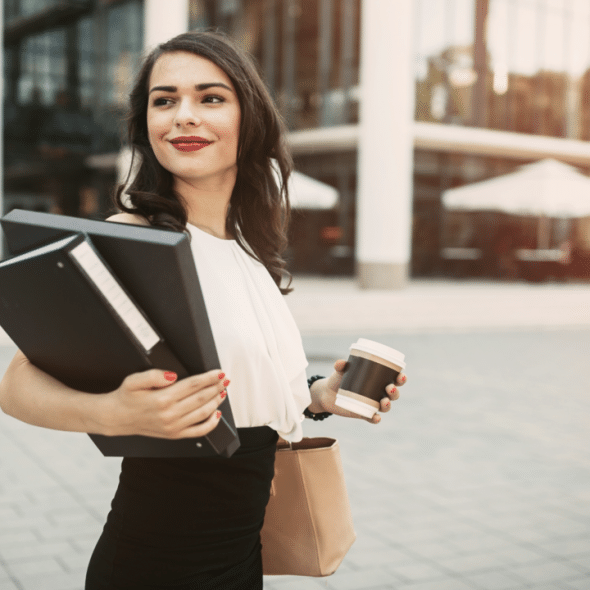 A businesswoman on her way to work