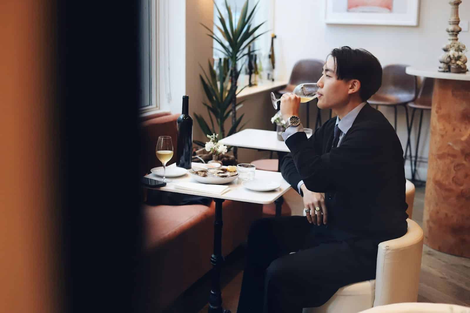 A man having a dinner alone.