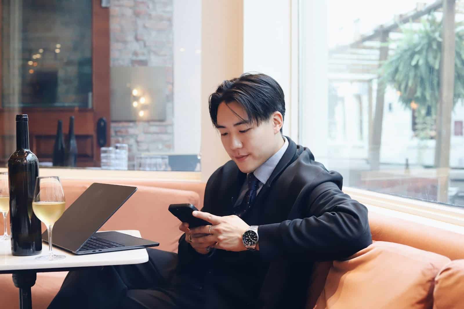 A man looking calm and happy.