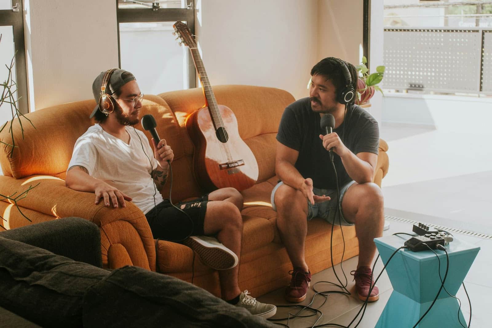 Two men making a podcast.