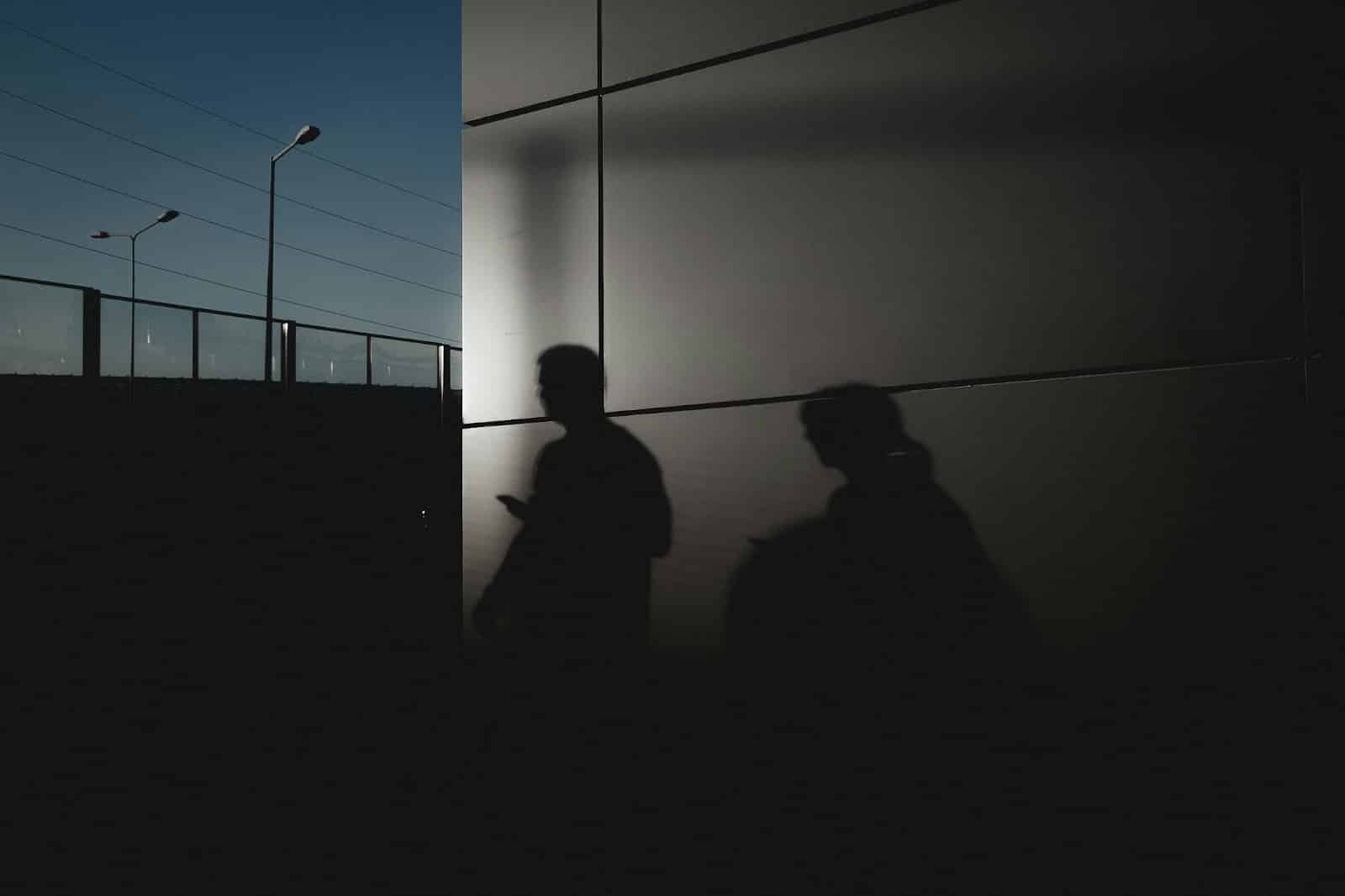 A shadow of a man and woman.