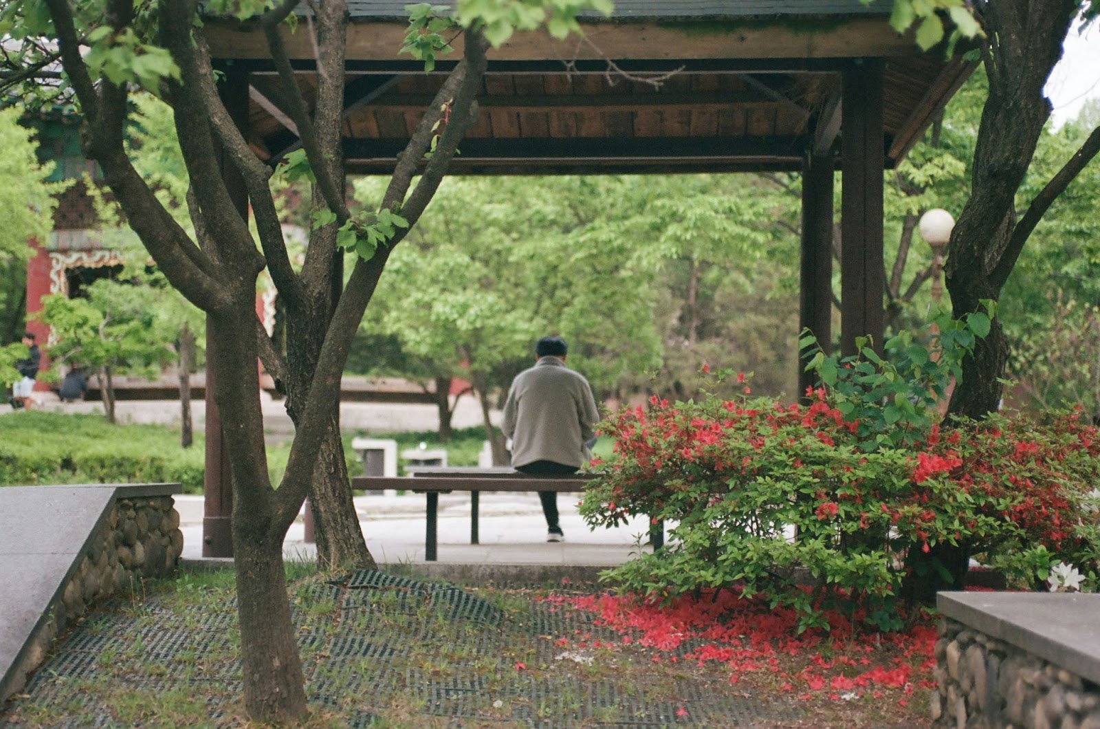 A man enjoying time alone.