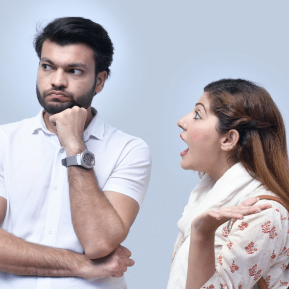 A man ignoring his wife
