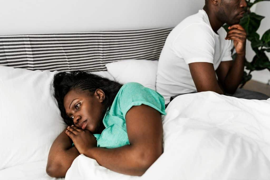 Couple thinking about their arguments