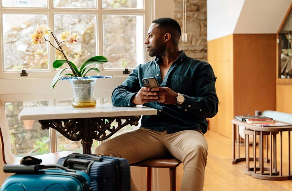A man sitting alone