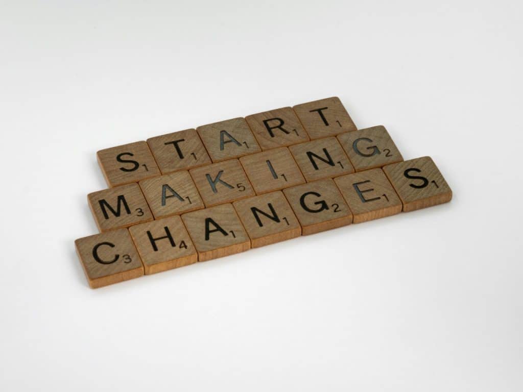 A picture of scrabble letters about change