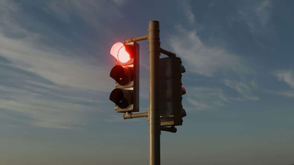 A picture of a red stop light