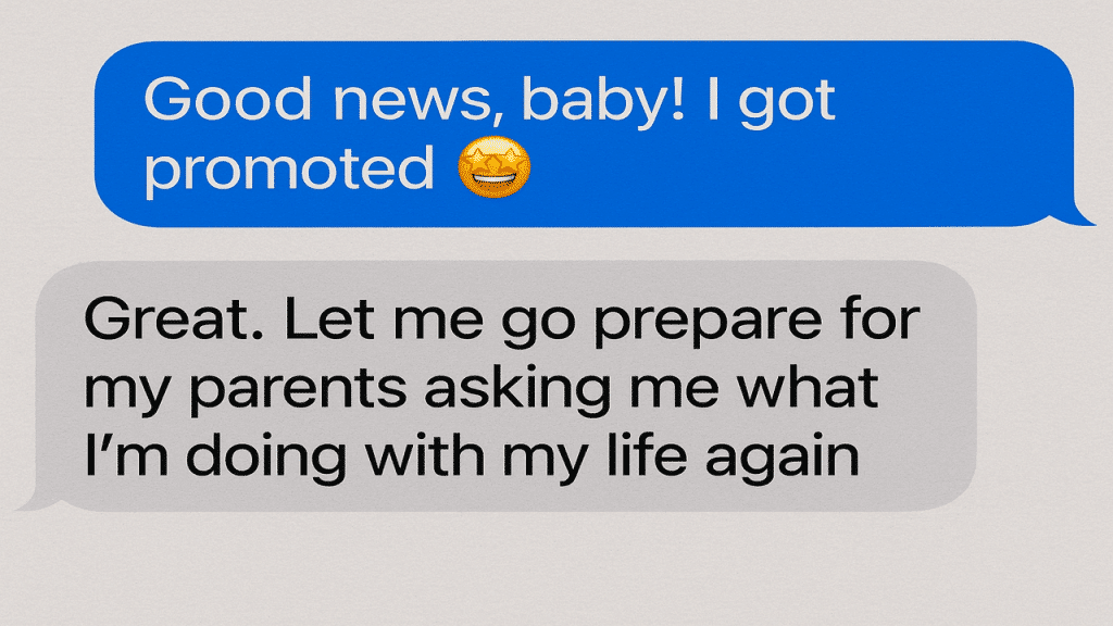 A screenshot of a chat exchange.